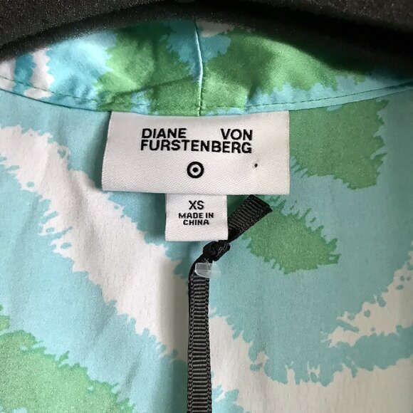 Diane Von Furstenberg Satin Disco Zebra Robe DVF Target‎ Green/Blue Long Size XS - Picture 8 of 10